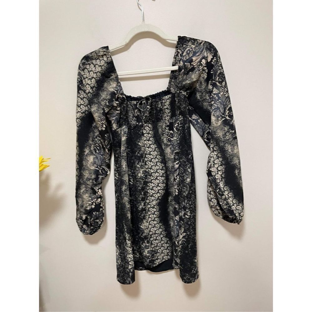 New Urban Outfitters Vivienne Printed Long Sleeve Mini Dress Size S - Picture 6 of 9